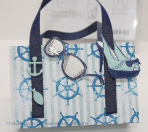 Strandtasche mit maritimen Stempel und Papier von Stampin Up