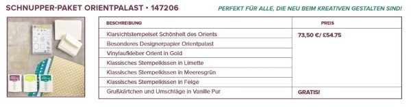 Orientpalast Stampin Up! Katalog 2017 Schnupperpaket