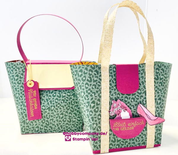 Geschenkverpackung Leoparden-Tasche basteln