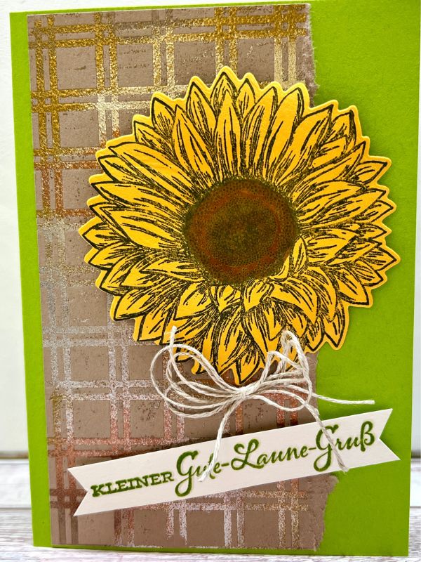 embossing-technik mit Sonnenblume