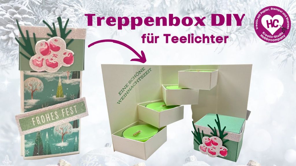 Anleitung Treppenbox für 4 Teelichter aufgeklappt