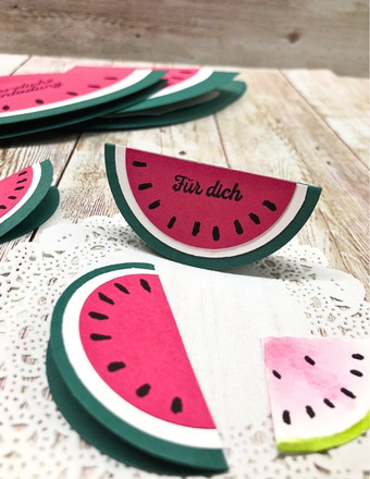 Wassermelone basteln Geschenkanhänger