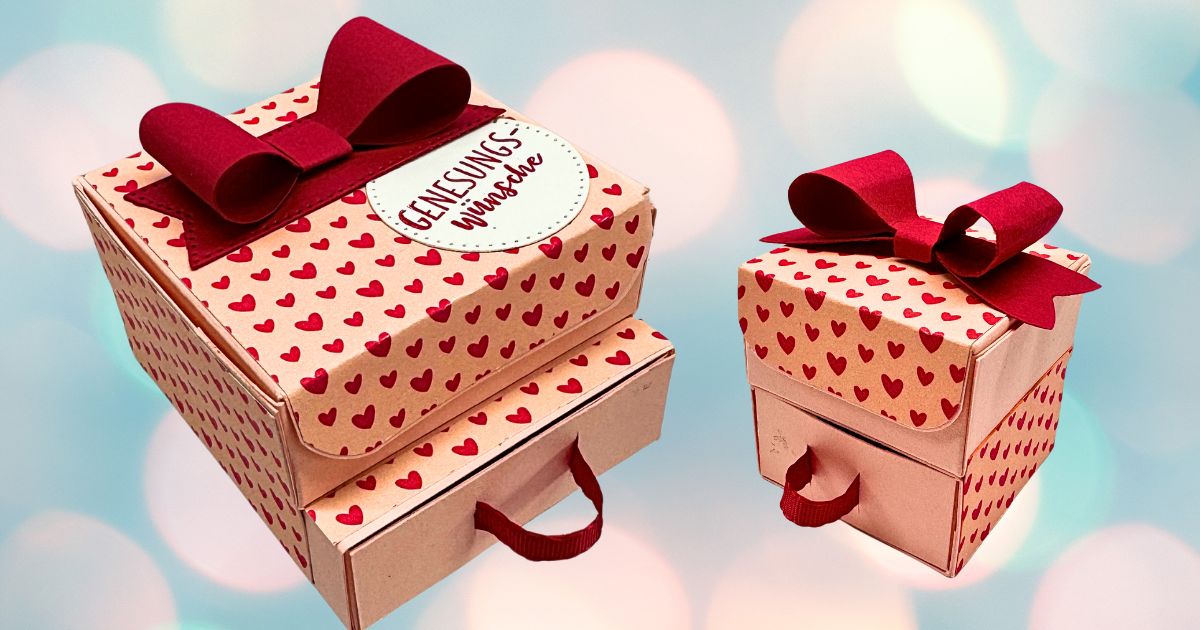 Gute Besserung Geschenk DIY eine kleine Box mit zwei Fächern für Schokolade und Tee