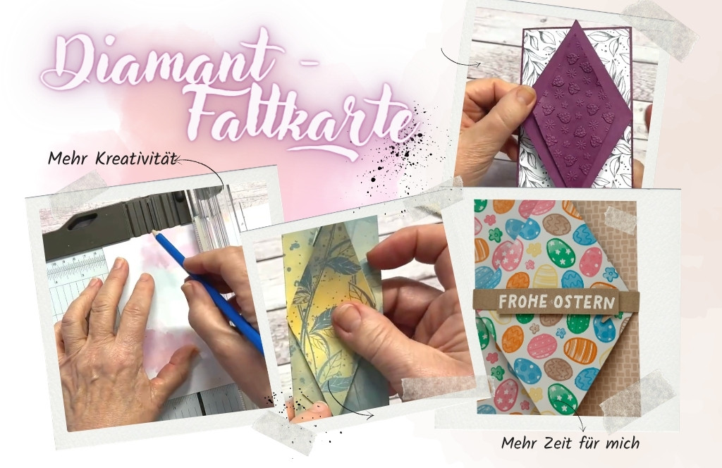 Diamant-Faltkarte basteln, einfach Anleitung