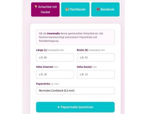 KI beim Basteln Geschenkverpackungs-Rechner für Schachteln und Boxen jeder Größe