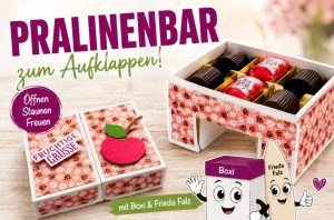 Pralinen verpacken - Klappbox basteln als Pralinenbar