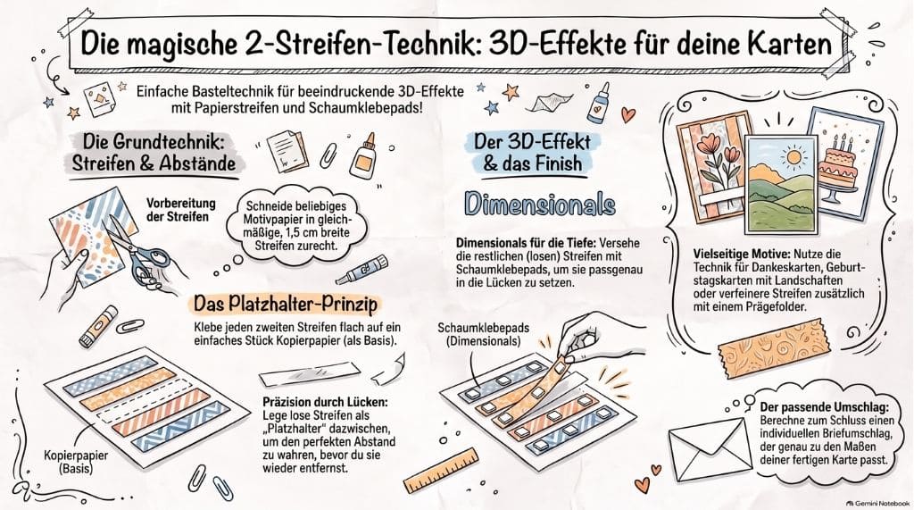 double Vision Card - Streifentechnik so geht es